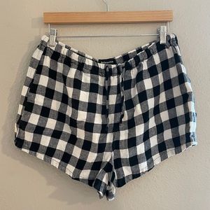 Reformation Plaid Linen Shorts